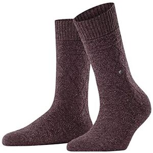 Burlington Dames Argyle Boot katoen wol ademend warm halfhoog met patroon geruit 1 paar sokken, rood (Bordo Mel. 8279), 36-41