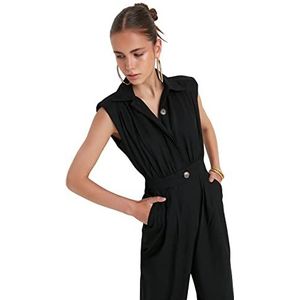 Trendyol Vrouwen Plain Gebogen Gedetailleerde Geweven Jumpsuit, Zwart, 60