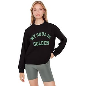 Trendyol Crew Neck Plain Regular Sweatshirt Trainingspak, Zwart, L voor Dames, zwart., L