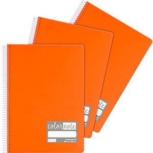 Grafoplás 98525652 notitieboeken, A4, gelinieerd, 80 vellen, 90 gram, oranje, omslag van polypropyleen, serie Colornote