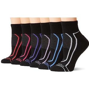 Fruit of the Loom Dames Coolzone katoenen enkelsokken (6 stuks), Zwart Assortiment, 4-10