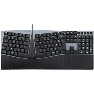 perixx PERIBOARD-535RD Ergonomisch mechanisch toetsenbord – volledige grootte – lineaire rode schakelaars met laag profiel – programmeerbare macrotoetsen – compatibel met Windows en Mac OS X – lay-out
