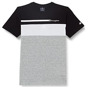 Champion Legacy American Classics-Color Block S/S T-shirt, zwart/grijs melange/wit), kinderen en jongens van 3-4 jaar