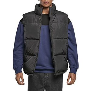 Urban Classics Heren vest outdoor gewatteerd vest bodywarmer streetwear gilet jas, vrije tijd blok buffer vest, maat S tot 5XL, zwart/zwart, 4XL