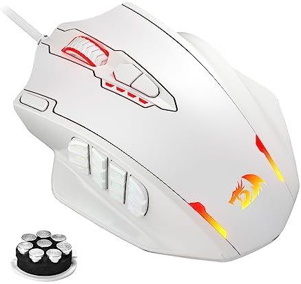 Redragon M908 Impact - Gaming Muis - Wit - Optische Bedrade Muis - 12400 DPI - 20 Programmeerbare Knoppen