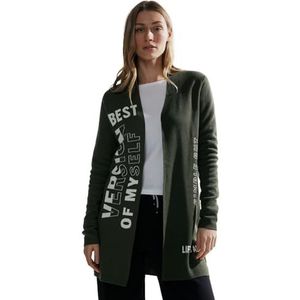 Cecil Jacquard cardigan voor dames, Dynamisch kaki, M