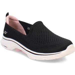 Skechers Dames Go Walk 7 Vina Sneaker, Zwart Roze, 36 EU