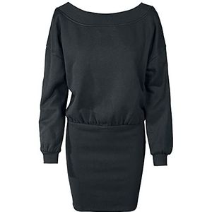Urban Classics Damesjurk met sweat-off-shoulder jurk, zwart (Black 00007), S
