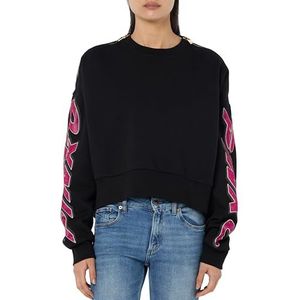 Pinko Nausicaa sweatshirt met print en strass, Zw1_zwart/fuchsia, XXS