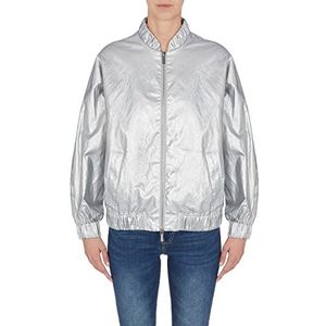Armani Exchange Damesjas Shiny, Back Metal Plate Jacket, Mat Silver, M