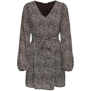 ONLY - Jurk - Zwart - V-hals - Bloemenprint - Polyester