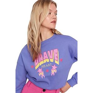 TRENDYOL Dames Crew Neck Solid Color Cut Sweatshirt, Paars, M, lila, M