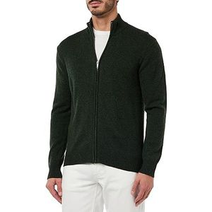 Hackett London Heren Lamswol Fz No Lg/Ebp Pullover Sweater, Groen (Donkergroen), S