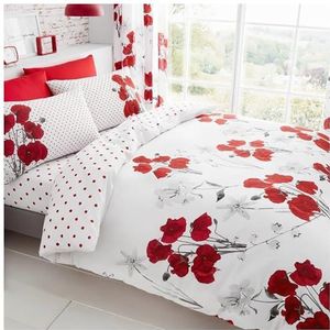 Gaveno Cavailia Luxe POPPY Bed Set met Dekbedovertrek en kussensloop, Polyester-katoen, rood, dubbel