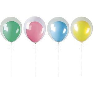 Unique 26420 - Diverse Neonkleuren Latex en Doorzichtige Gelaagde Ballonset - 1 Stuk (Pak van 1)