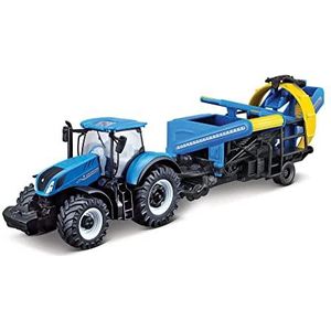 Bburago B18-31678 10CM New Holland T7.315 Tractor met Cultivator, Verschillende Kleuren
