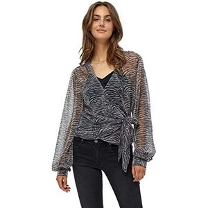 Desires Dames Shimmer LS wrap top, Golden Lava Print, XS