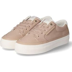 Tommy Hilfiger Dames Essential Vulc Textiel Sneaker FW0FW08323, Beige, 6.5 UK, Beige, 40 EU