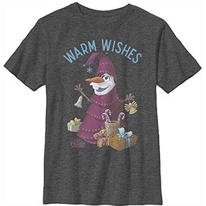 Frozen Olaf Wishes Boy's Crew Tee, Charcoal Heather, XS