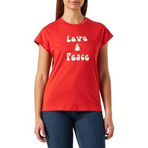 KAFFE Kayrma T-shirt voor dames met korte mouwen, losse pasvorm, Vurig Rood, S