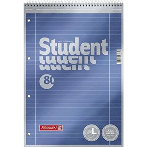 Brunnen 1067111 Notitieblok/Collegeblok Student Premium linkshandigen (veredeld omslag met metallic effect, A4, gelinieerd, liniatuur 27, 90 g/m², 80 vellen met hoofdspiraal