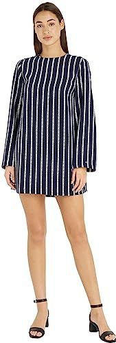 TOMMY HILFIGER - Korte Jurk - Gestreept - Blauw - Polyester