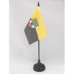 Saksen -Anhalt Tafelvlag 15x10 cm - Duitsland - Duitse regio Saksen -Anhalt Desk Vlag 15 x 10 cm - Zwarte plastic stok en voet - AZ FLAG