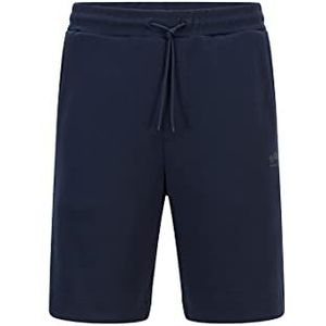 BOSS Heren Headlo shorts van katoen-jersey met trekkoord en tonale piqué-structuur, Navy410, M