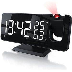 CSL - Digitale Wekkerradio - Projectiewekker - 2 Wekalarmen - 15 FM Radiogeheugen - Temperatuur- en Luchtvochtigheidsweergave