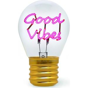 Legami - Tafellamp in gloeilampvorm, oplaadbaar met USB-kabel, draadloos, Bulb Fiction, thema Good Vibes, 6,8 x 10,3 cm