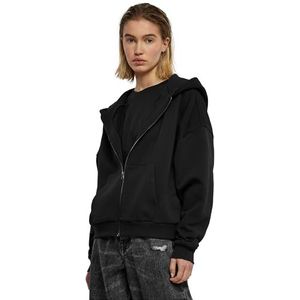 Urban Classics Boxy Zip Hoody met capuchon voor dames, zwart, XXL