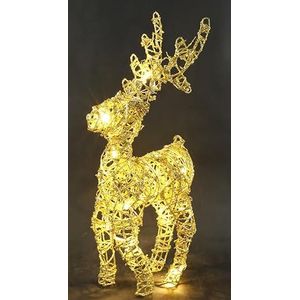 Lichtgevend hert van rotan met ledlicht, kerstdecoratie, decoratiefiguur, kerstfiguur, kerstshirt, X'mas-decoratie, decoratief figuur, dierenfiguur, standbeeld, sculptuur, tuinfiguur, balkon,
