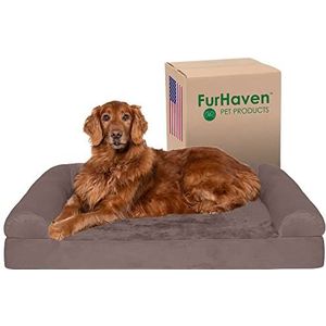 FurHaven Pet Dog Bed | Orthopedische Sofa-Style Couch Huisdier Bed voor Honden & Katten - Verkrijgbaar in meerdere kleuren & stijlen, Jumbo, Drijfhout Bruin