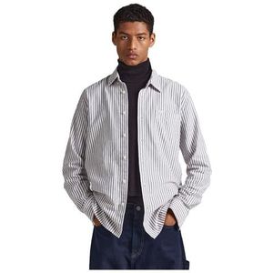 PEPE JEANS - Recht Hemd - Gestreept Bordeaux/Wit - Katoen