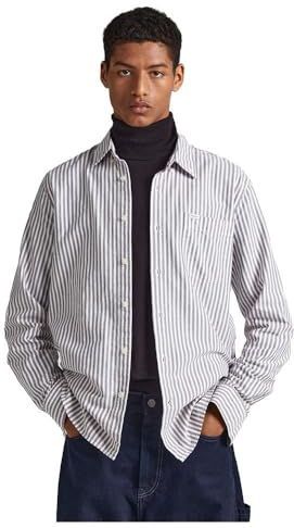 PEPE JEANS - Recht Hemd - Gestreept Bordeaux/Wit - Katoen