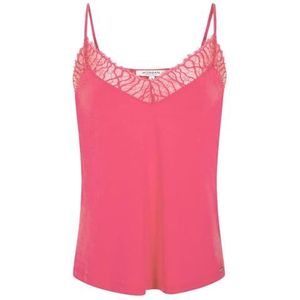 MORGAN Dames Tanktop met dunne bandjes met kant 221-BETTY/GRENADINE/M, Granaatappel, M