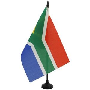 Zuid-Afrika Tafelvlag 14x21 cm - Zuid-Afrikaanse Desk Vlag 21 x 14 cm - Zwarte plastic stok en voet - AZ FLAG