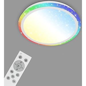 Briloner Led-plafondlamp met sterrendecoratie, dimbaar, afstandsbediening, kleurtemperatuurregeling, nachtlichtfunctie, plafondlamp 24 W, 1800 lumen, metaal, 24 W, wit, Ø 41 cm