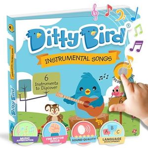 DITTY BIRD Instrumental Children's Songs Kinderliedjes geluidenboek - Babyspeelgoed met muziek en geluid. Met 6 geluidsknoppen om Engels te leren. Perfect voor kinderen vanaf 1 jaar die tweetalig worden opgevoed.