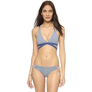 Splendid Dames Malibu Halter BH Gestreept Bikini Top, Blauw (zwart), S