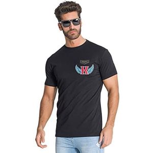 Gianni Kavanagh Black Anarchy Patch Tee T-shirt voor heren, Zwart, L