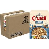 Quaker Cruesli 4 Noten, Doos 6 stuks x 450 g