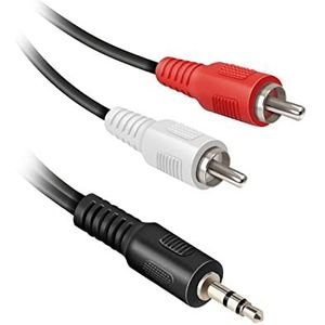 Ekon Jack kabel 3,5 mm RCA Aux naar 2 RCA-kabel, 5 meter, mannelijk, voor stereo-installatie, luidspreker, mixer, laptop, hoofdtelefoon, MP3, iPod, smartphone, tablet