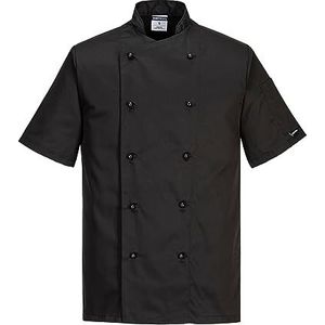 Portwest C734 Heren Witte Koksjas Korte Mouw Zwart, 4XL