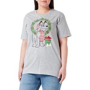 Disney Classics Unisex Fairisle Pluto kerst-T-shirt, grijs gemêleerd, XL, Grey Melange, XL, Grijs-mix, XL