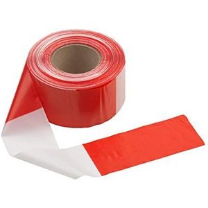 Connex Afzetlint 100 m x 80 mm - rood/wit - dubbelzijdig bedrukt - uv-bestendig en scheurvast - van polyethyleen (PE) / waarschuwingsband/flatterband/markeringband/afsluitband / DY2700591