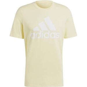 adidas Heren Essentials Single Jersey Big Logo Tee, almost yellow/white, XXS