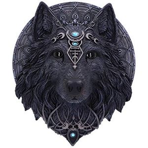 Nemesis Now Donkere gotische magische wolf maan muur opknoping plaque, zwart, één maat
