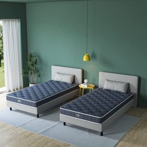 BedStory Matras, enkele matras met hoge dichtheid schuim, Bonnell Spring hybride matras, ademende matras met brandwerende middelstevige matras in een doos, grijs, 90 x 190 x 14 cm