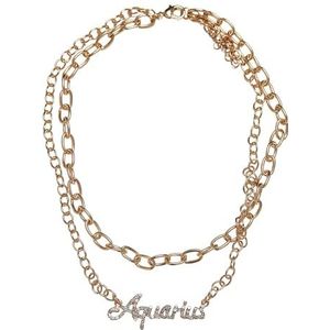 Urban Classics Uniseks halsketting Diamond Zodiac gouden necklace, kleur aquarium, maat één maat